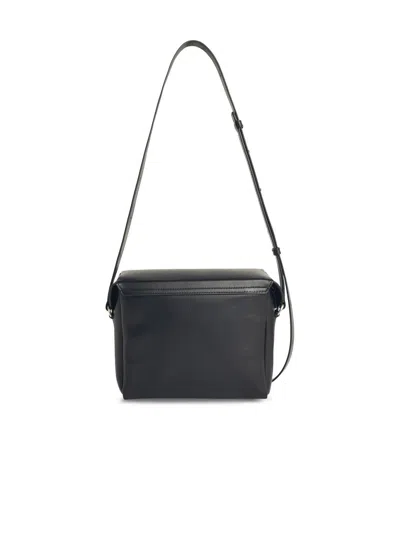 Jil Sander Black Leather Lid Bag With Adjustable Strap In Black