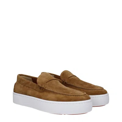 Christian Louboutin Louboutin Mocassini Paqueboat Mens Suede Brown