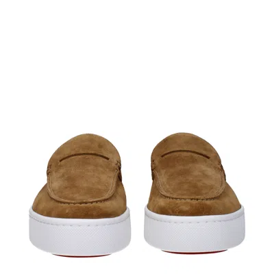 Christian Louboutin Louboutin Mocassini Paqueboat Mens Suede Brown