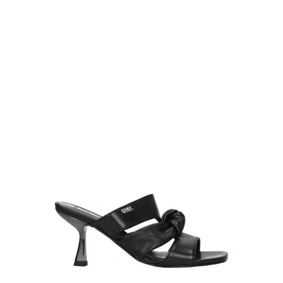 Karl Lagerfeld Panache Triple Strap Sandal Woman Sandals Black Size 5 Goat Skin