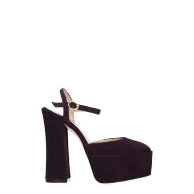 Stuart Weitzman Purple Leather Sandal In Burgundy