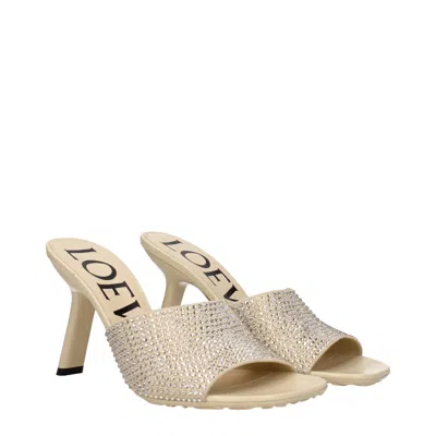 Loewe Beige Suede Petal Mules In Nude