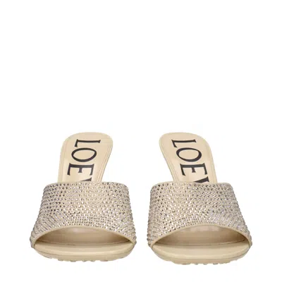 Loewe Beige Suede Petal Mules In Nude
