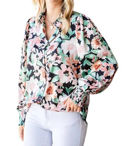 First Love In Full Bloom Blouse In Green Multi In Green
