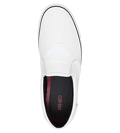 Shop Kenzo Tiger Head Leather Skate Shoes In White