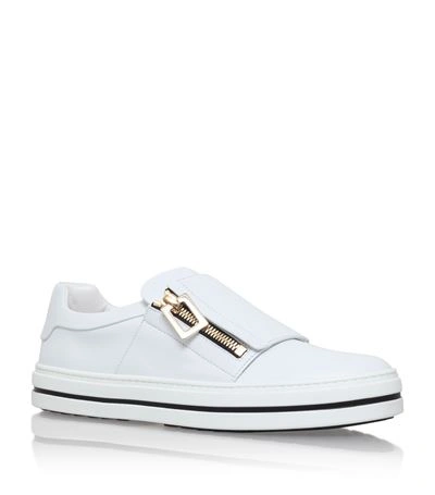 Shop Roger Vivier Sneaky Viv Zip Leather Trainers