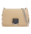 Jimmy Choo Lockett Petite Leather Shoulder Bag In Nude/chrome
