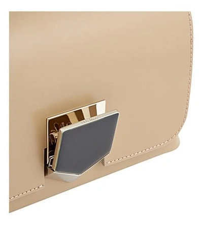 Shop Jimmy Choo Lockett Petite Leather Shoulder Bag In Nude/chrome