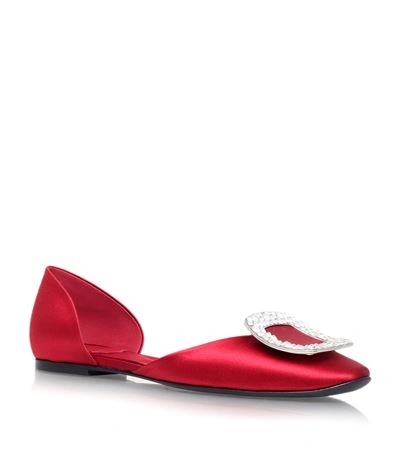 Shop Roger Vivier Chips Strass Satin Ballerina Flats