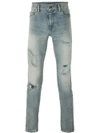 SAINT LAURENT distressed skinny jeans,391659Y847M