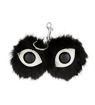 Shop Stella Mccartney Fur Free Fur Eyes Keyring In Black