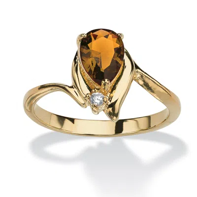 Palm Beach Jewelry Birthstone And Crystal 18k Gold-plated Ring In Multi