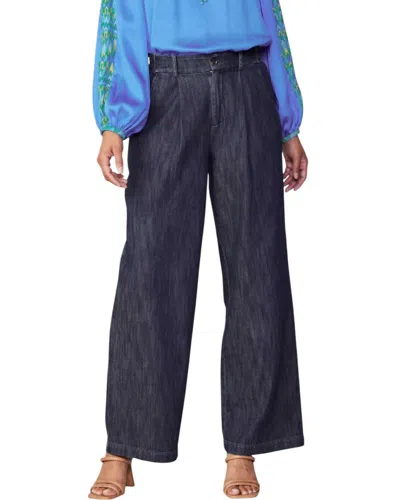 Current Air Kayla Pleated Denim Wide Leg Pants In Dark Indigo In Purple