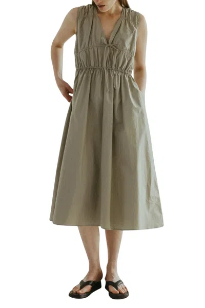 Mod Ref Cotton Tie Front Midi Dress In Sage In Multi