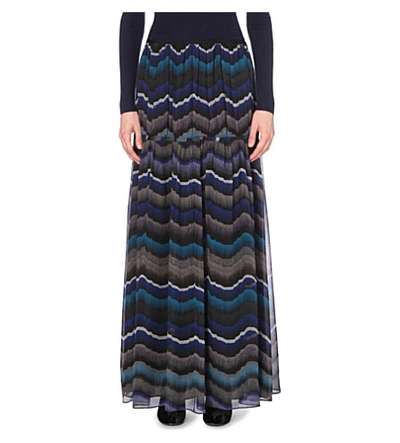Shop Diane Von Furstenberg Isadorra Wave-print Silk Skirt In Encore Peacock