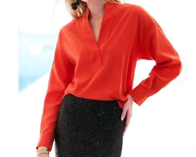 Finley Elsa Washed Cupro Top In Flame In Red