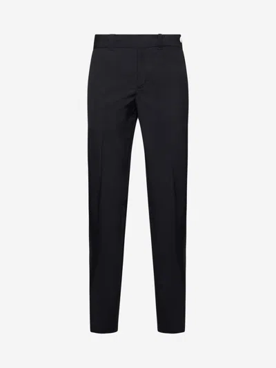 Prada Black Wool Blend Tailored Trousers In Black