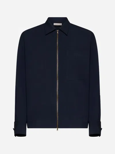 Shop Blanca Vita Blue Silk Glotty Jacket In Topaz