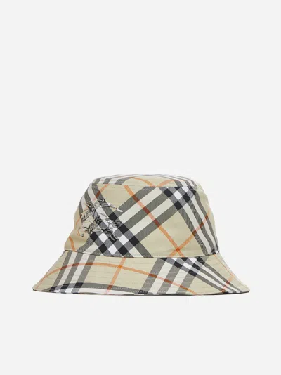 Burberry Check Light Green Polyester Hat In Light Sage