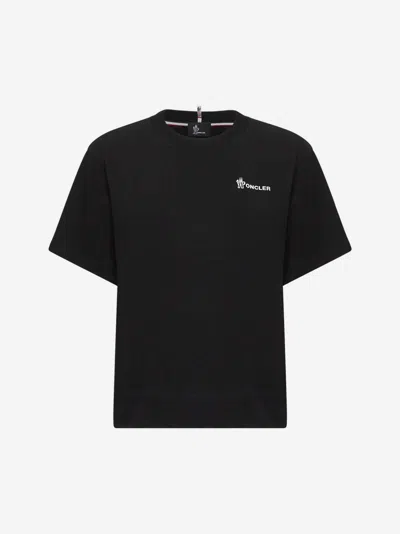 Moncler Grenoble Embossed Logo Cotton Jersey T-shirt In Black