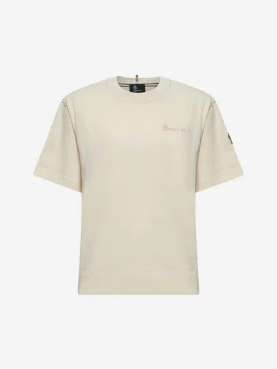 Moncler Grenoble Women Beige Cotton Logo T-shirt