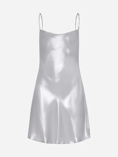 Diesel Women Short Metallic Dress With Shawl Neckline