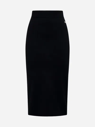 Shop Dolce & Gabbana Black Logo Pencil Skirt