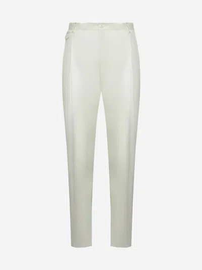 Dolce & Gabbana Men Ivory Flannel Trousers