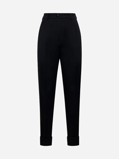 Dolce & Gabbana Women Stretch Wool And Silk Trousers In Black