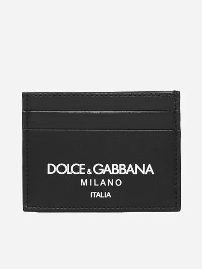 Dolce & Gabbana Black Wallet With Contrsting Print In Smooth Leather Man In Black