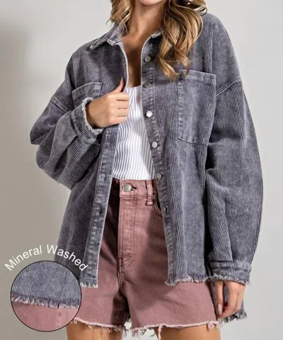 Eesome Mineral Washed Shacket - Plus In Grey