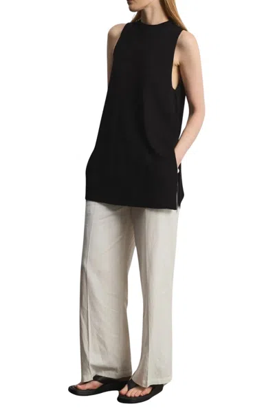 Mod Ref Knit Vest With Slits In Black In Black