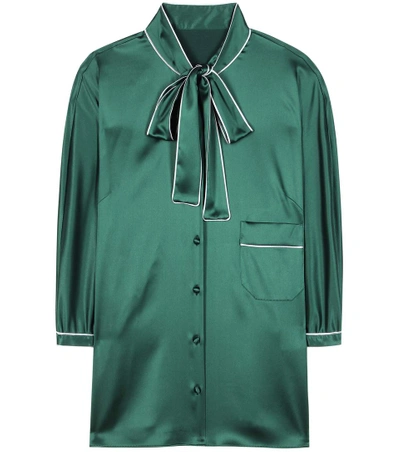 Dolce & Gabbana Silk Blouse In Green