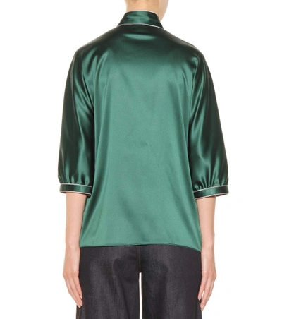 Shop Dolce & Gabbana Silk Blouse In Green