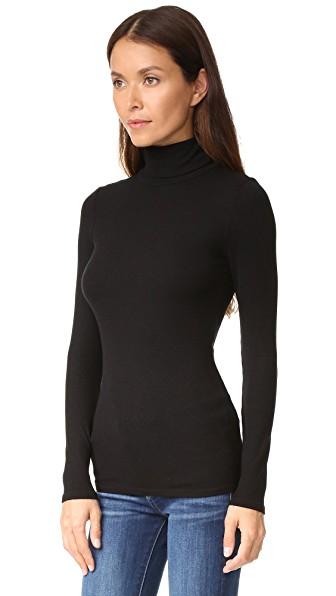Three Dots Relaxed Hi Lo Turtleneck In Black | ModeSens