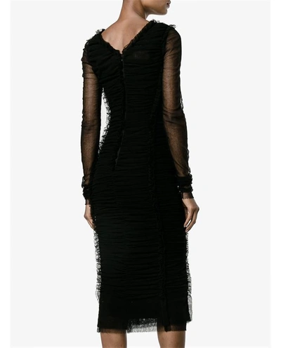 Shop Dolce & Gabbana Ruched Long Sleeve Dress