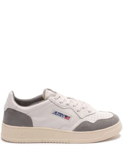 Autry Low Sneaker With Contrast Panels And Perforated Toe In White