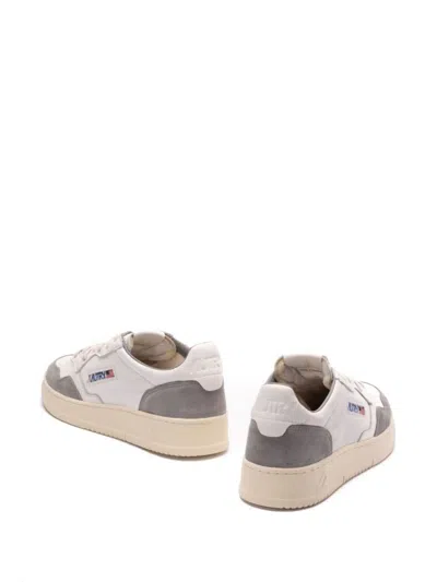 Autry Low Sneaker With Contrast Panels And Perforated Toe In White