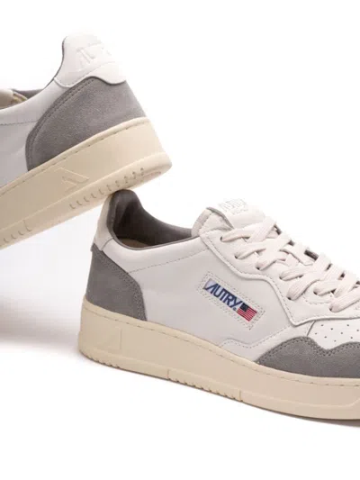Autry Low Sneaker With Contrast Panels And Perforated Toe In White