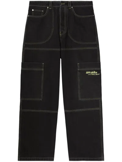 Off-white Cargo Jeans Urban Style In Black