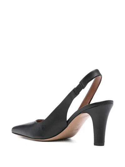 Paris Texas Slingback 75 Leather Block Heel In Black