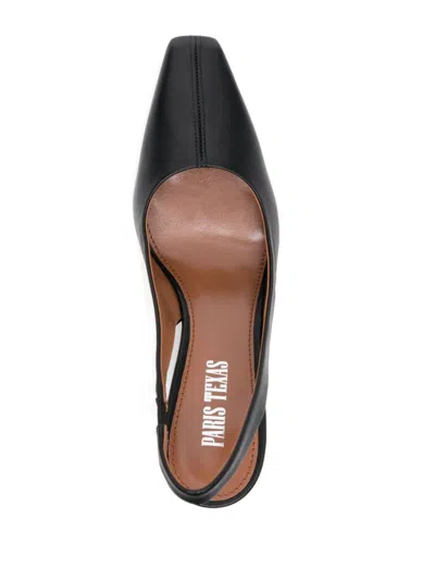 Paris Texas Slingback 75 Leather Block Heel In Black