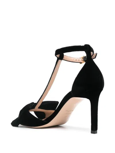 Tom Ford Black Medium Heeled Viscose Sandals With Golden Buckle In Black