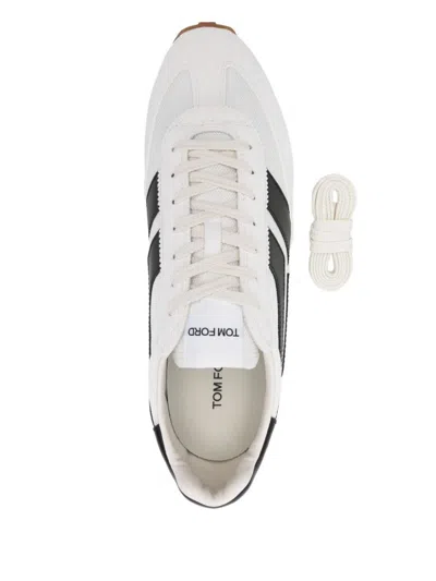 Tom Ford Mick Suede And Mesh Sneakers Shoes In White
