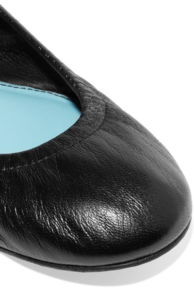 Shop Lanvin Glossed-leather Ballet Flats