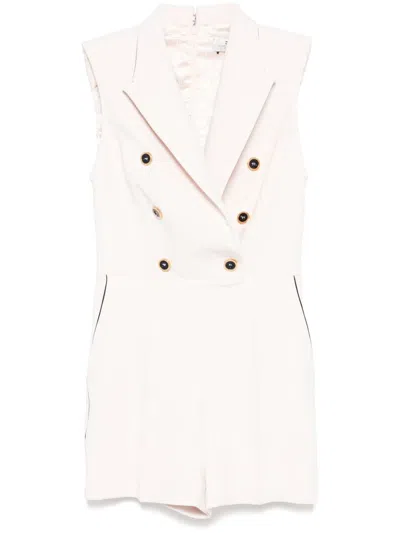 Elisabetta Franchi Tailored Jumpsuit With Decorative Buttons In Neutral