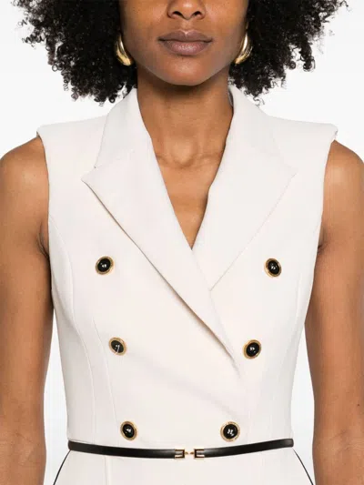 Elisabetta Franchi Tailored Jumpsuit With Decorative Buttons In Neutral