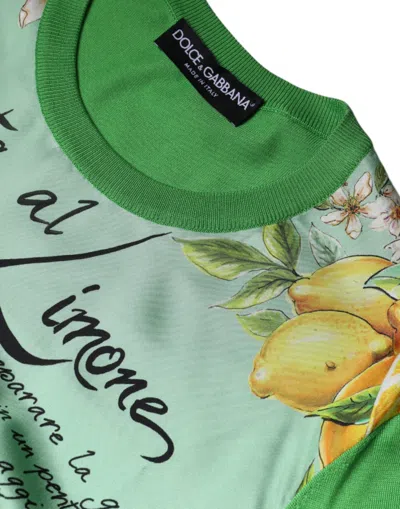 Pre-owned Dolce & Gabbana Green Silk Granita Al Limone Long Sleeves Women's Sweater ()
