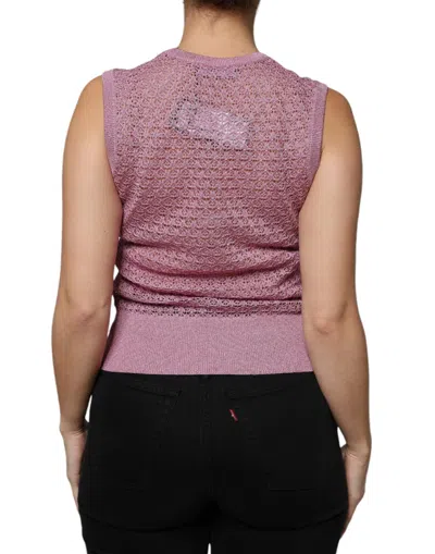 Dolce & Gabbana Pink Mesh See Through Sleeveless Tank Top In Pink