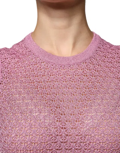 Dolce & Gabbana Pink Mesh See Through Sleeveless Tank Top In Pink